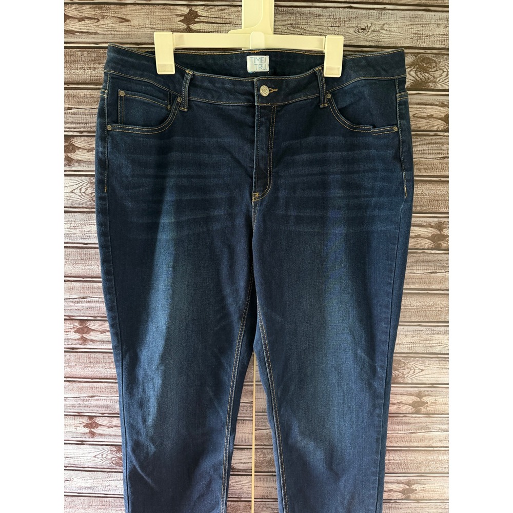 Time and‎ Tru Womens Skinny Jeans Dark Wash Blue Denim Stretch Size 20 Regular